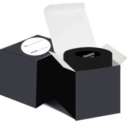 Black toilet roll gift set and label