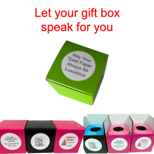Gift Boxes size to hold one roll of coloured toilet paper